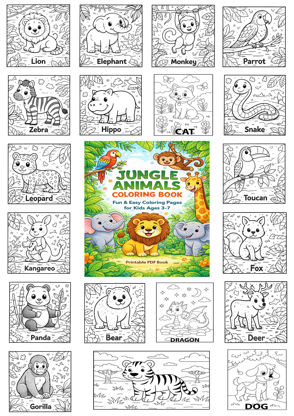 Ultimate Kids Coloring Pack – 5 Printable PDF Coloring Books for Ages 3-10