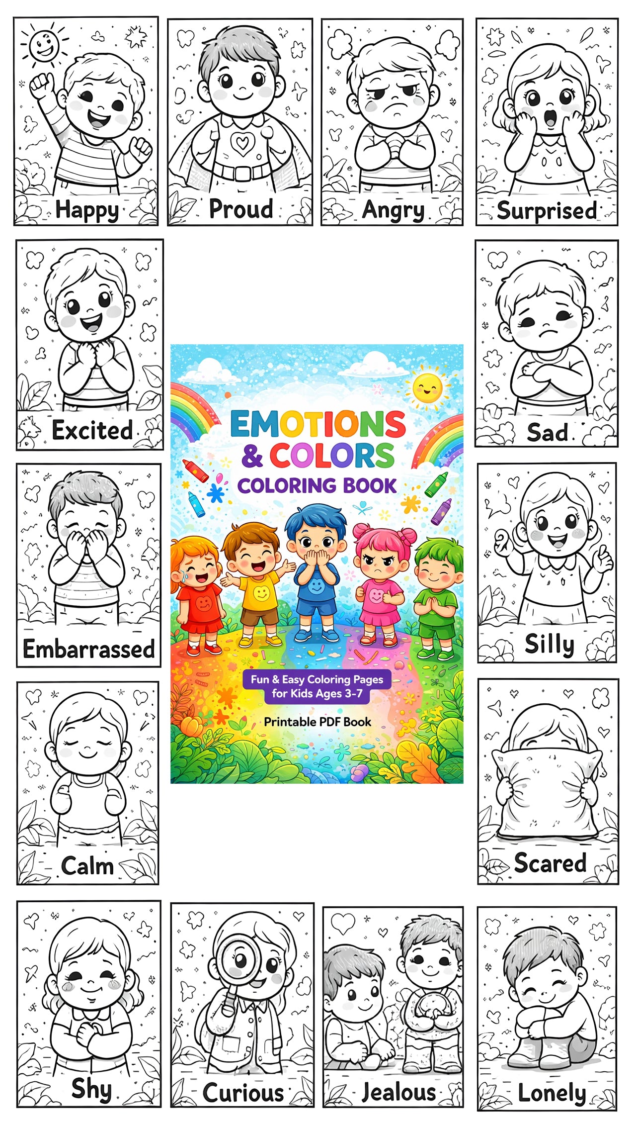 Ultimate Kids Coloring Pack – 5 Printable PDF Coloring Books for Ages 3-10
