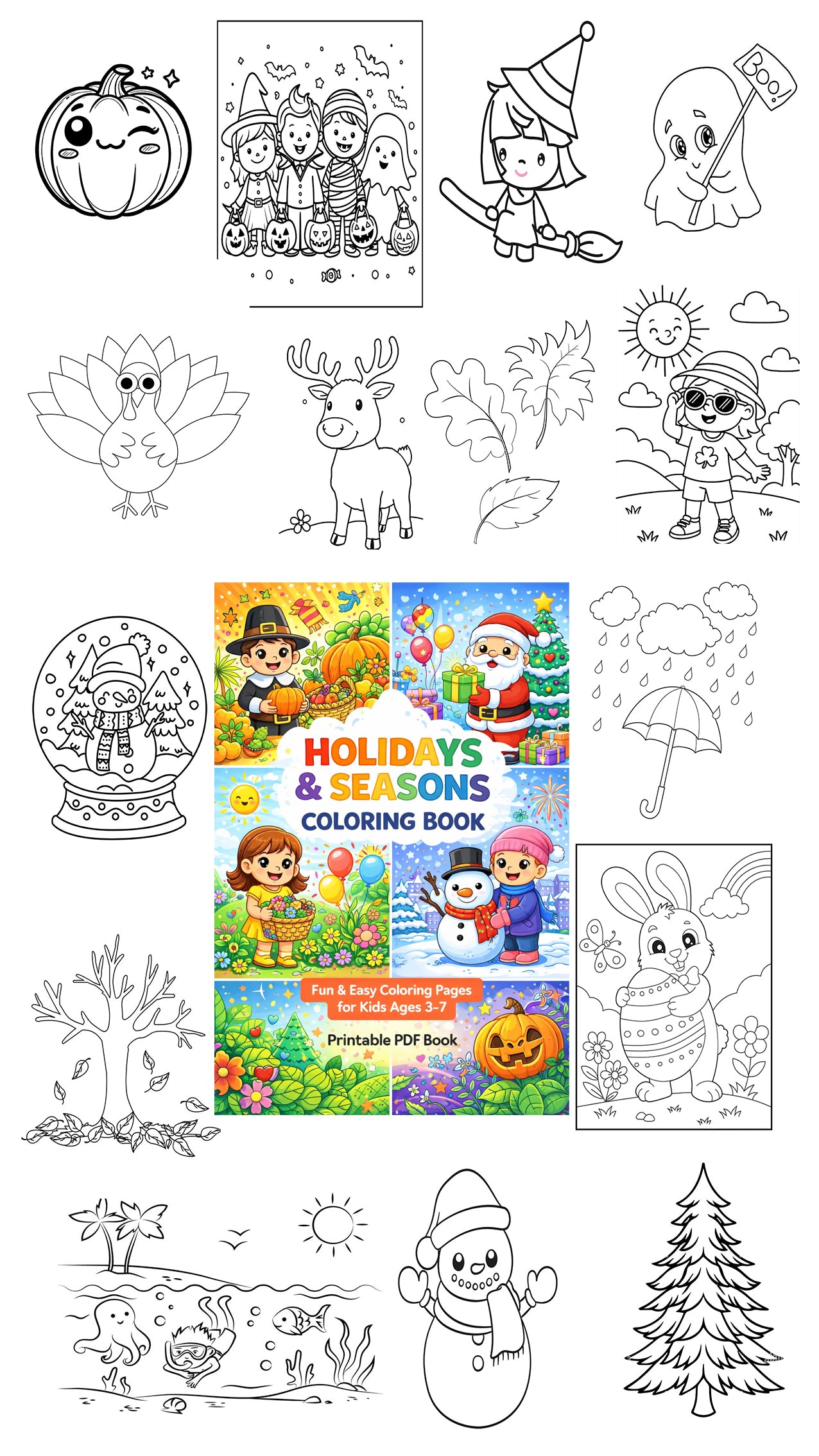 Ultimate Kids Coloring Pack – 5 Printable PDF Coloring Books for Ages 3-10