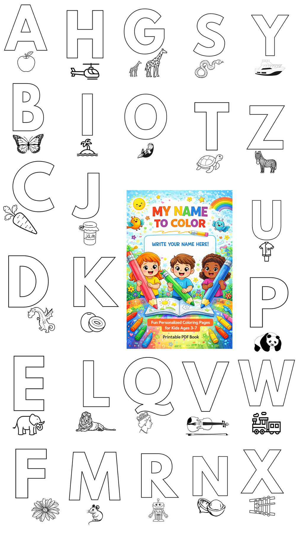 Ultimate Kids Coloring Pack – 5 Printable PDF Coloring Books for Ages 3-10