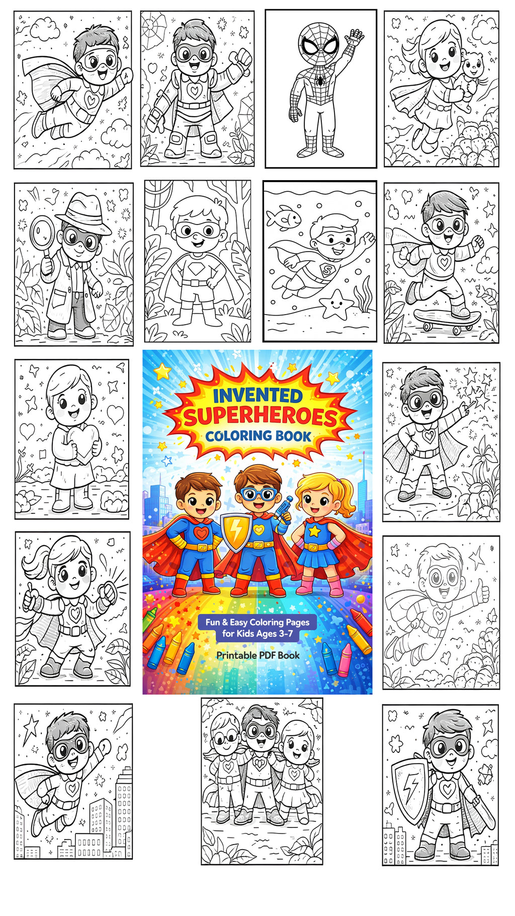 Ultimate Kids Coloring Pack – 5 Printable PDF Coloring Books for Ages 3-10